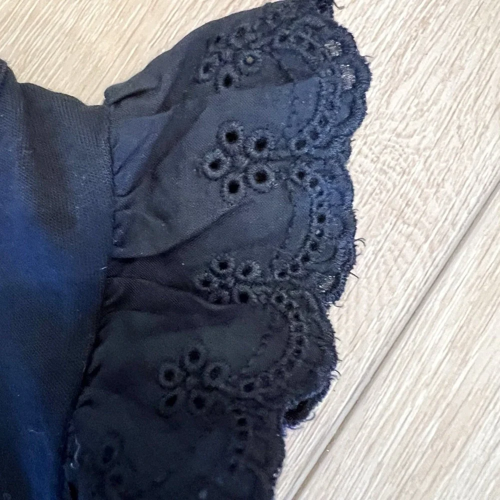 Rachel Zoe Black Lace Eyelet flutter sleeve Knotted toddler girls's Size‎ 4T NEW